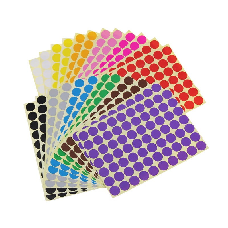 Goodma Sticky Color Coding Labels Removable Small Circle Dot Stickers for Classroom Organization Decorations Yard Sale Calendar Planner, 3/4 inch Diameter, 12 Colors, Total 1680 Dots in 24 Sheets - Image 2